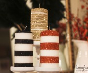 glitter striped on candles