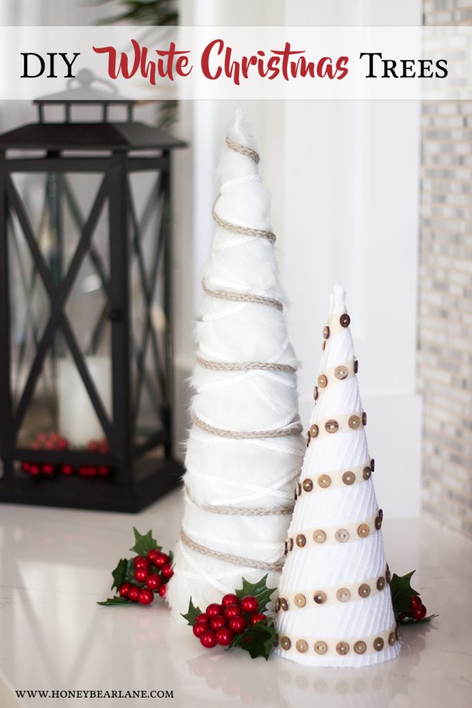diy-white-christmas-trees.DIY White Farmhouse Christmas Trees . Make cone trees to decorate for the holidays. The neutral color and layers of texture will look great with any color scheme. 