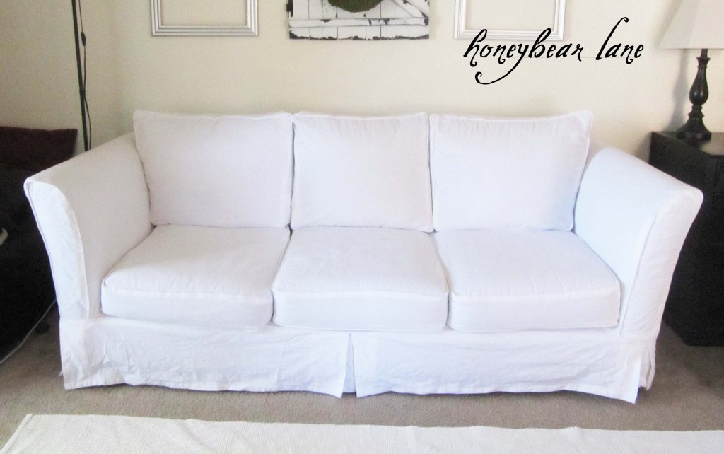 How to Make a Slipcover Part 2 Slipcover Reveal! Honeybear Lane