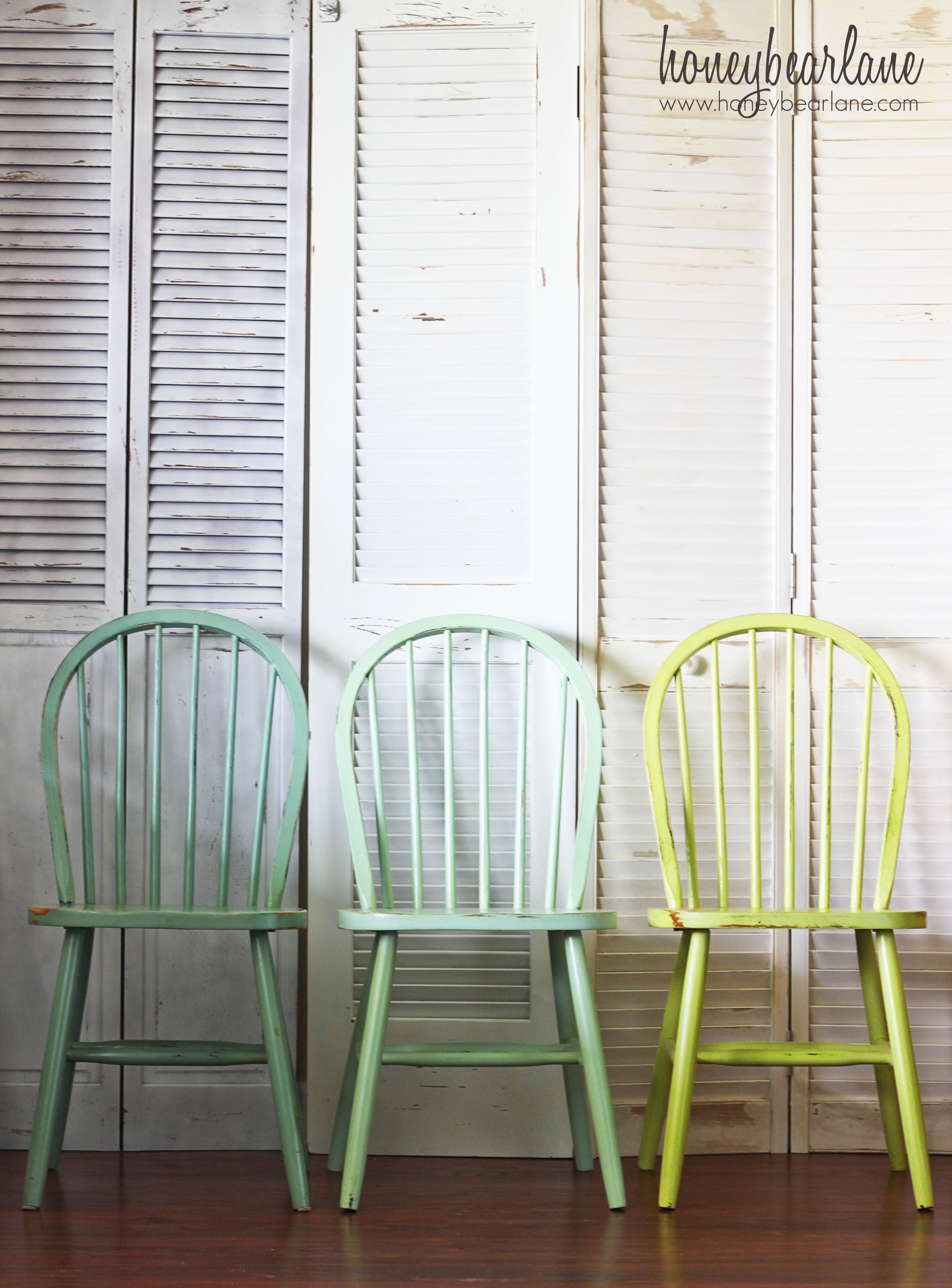 Green ombre windsor chairs