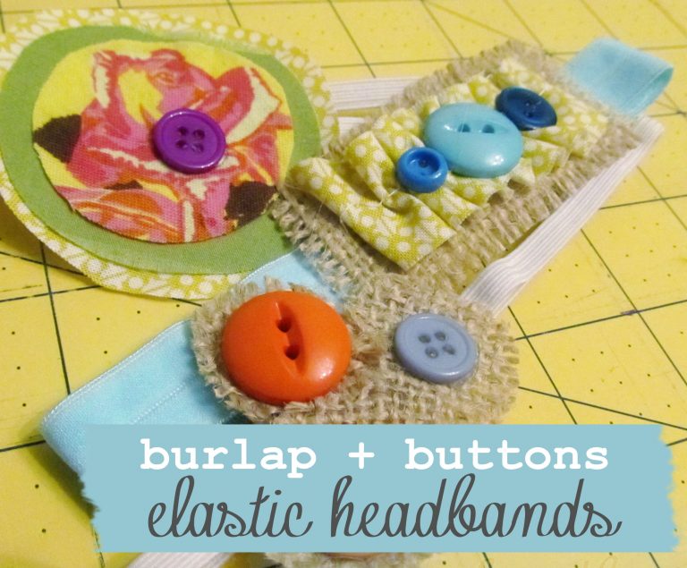 Burlap + Buttons Elastic Headbands