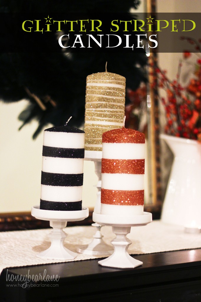 glitter striped candles