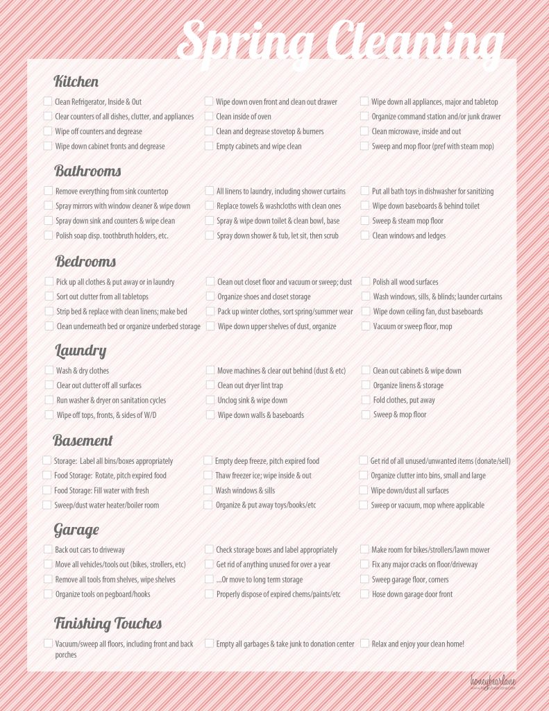 Spring Cleaning Printable Checklist