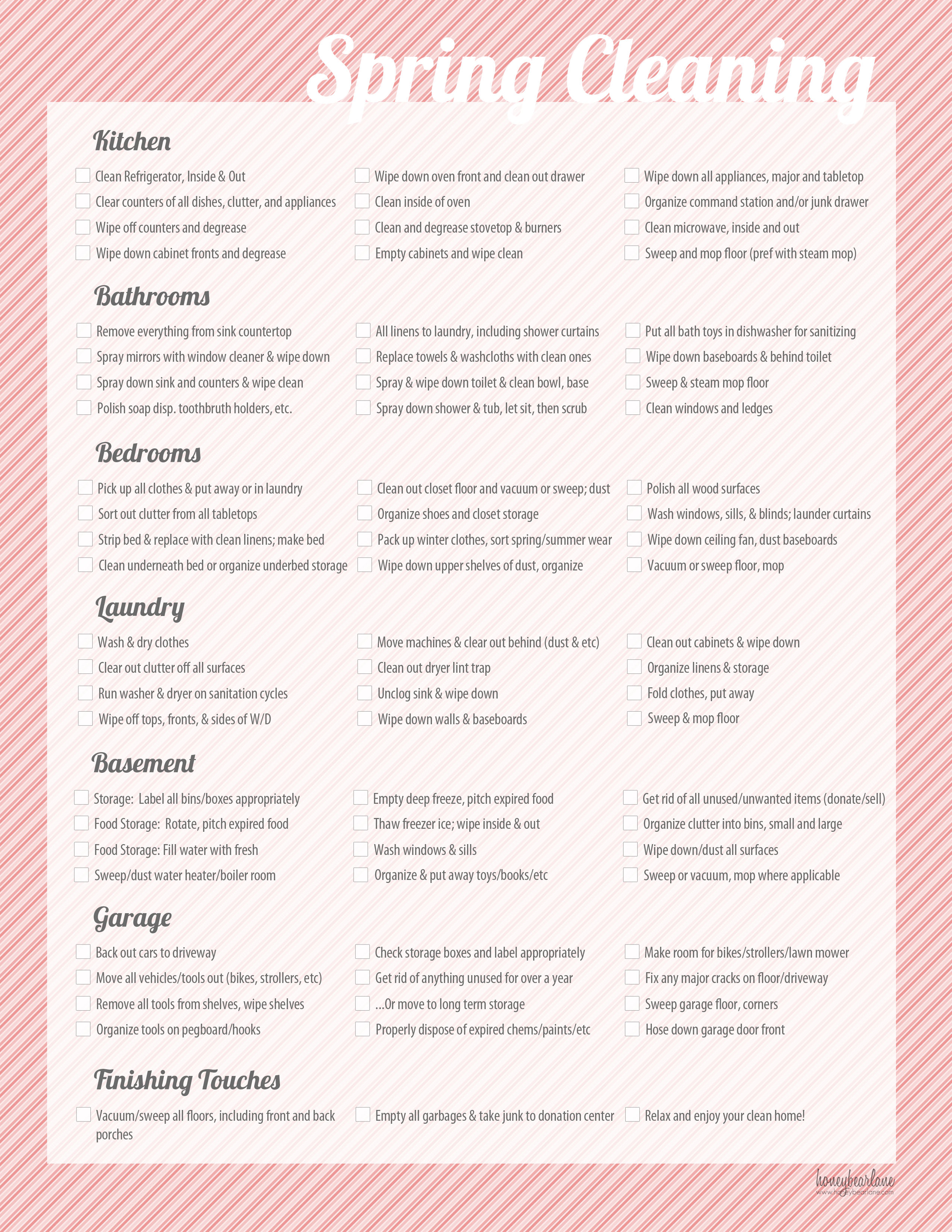 Spring Cleaning Printable Checklist