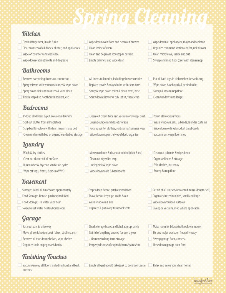 Spring Cleaning Printable Checklist