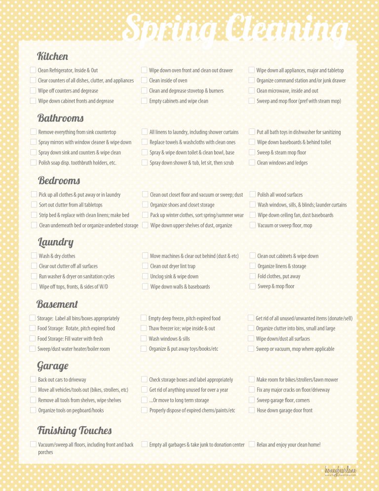 Spring Cleaning Printable Checklist