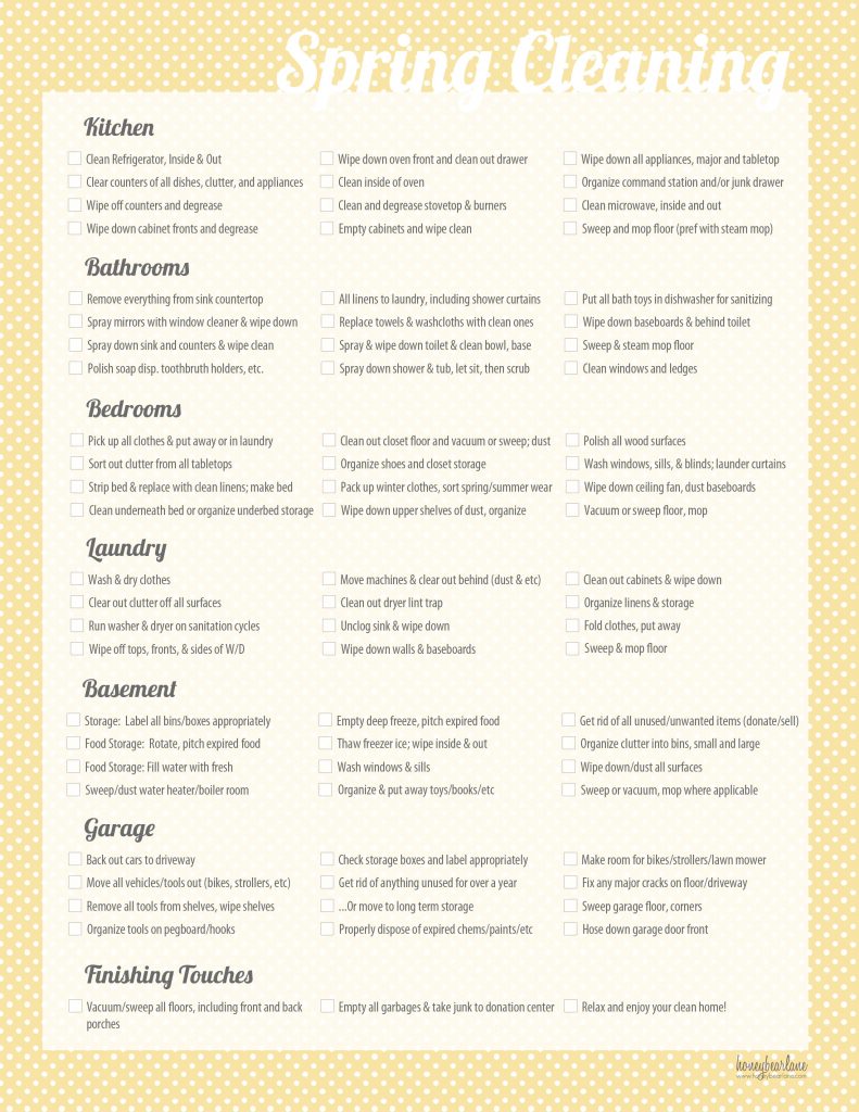 Spring Cleaning Printable Checklist