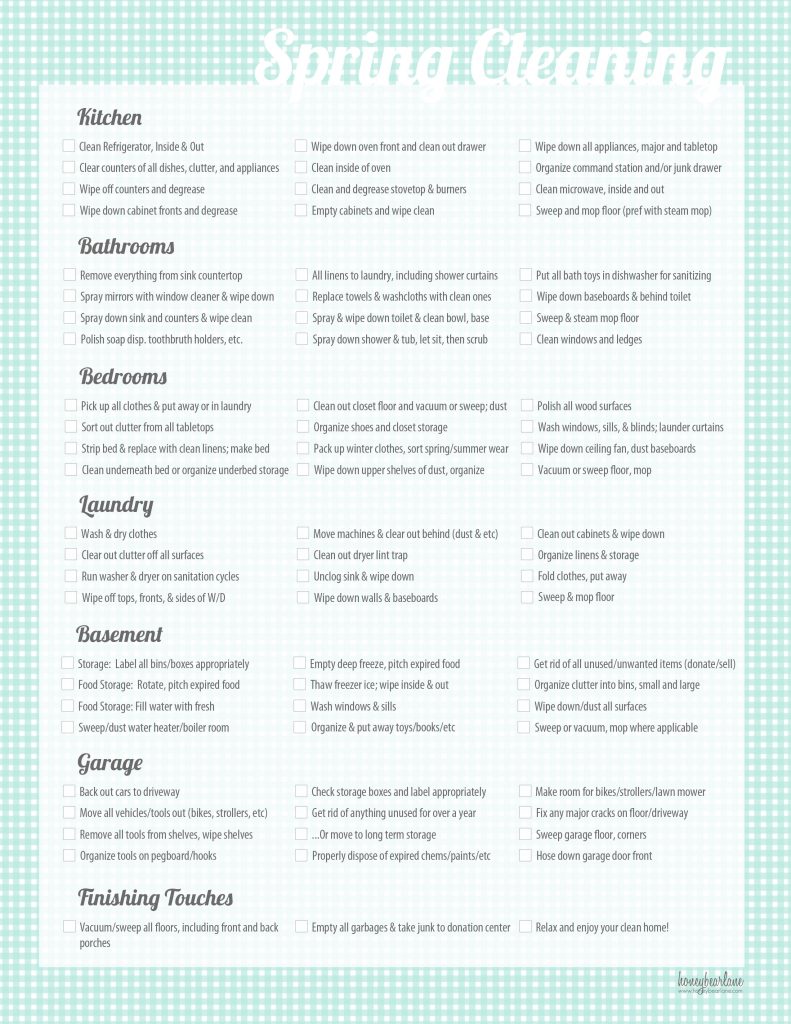 Spring Cleaning Printable Checklist