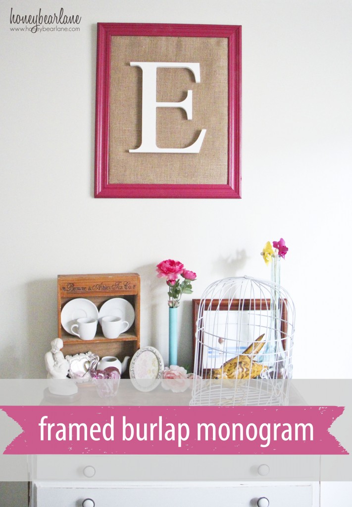 framed burlap monogram