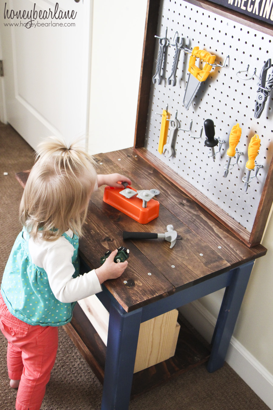 Kids Workbench from Old Table - Honeybear Lane