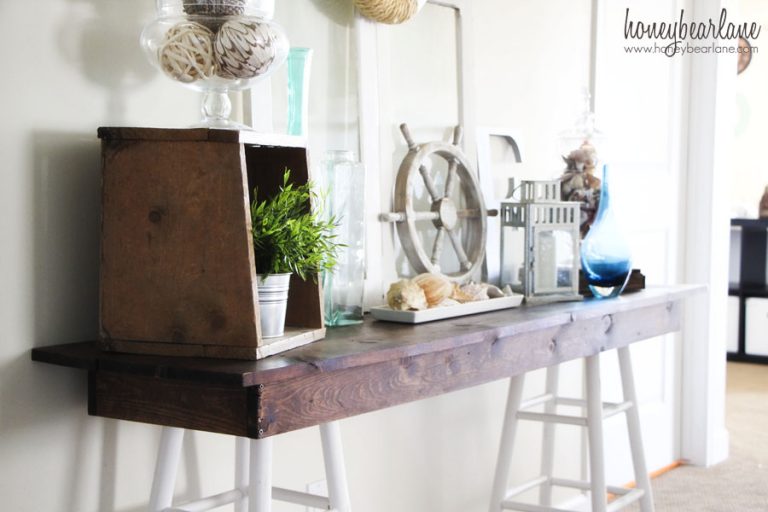 Pottery Barn Knockoff Sawhorse Console Table