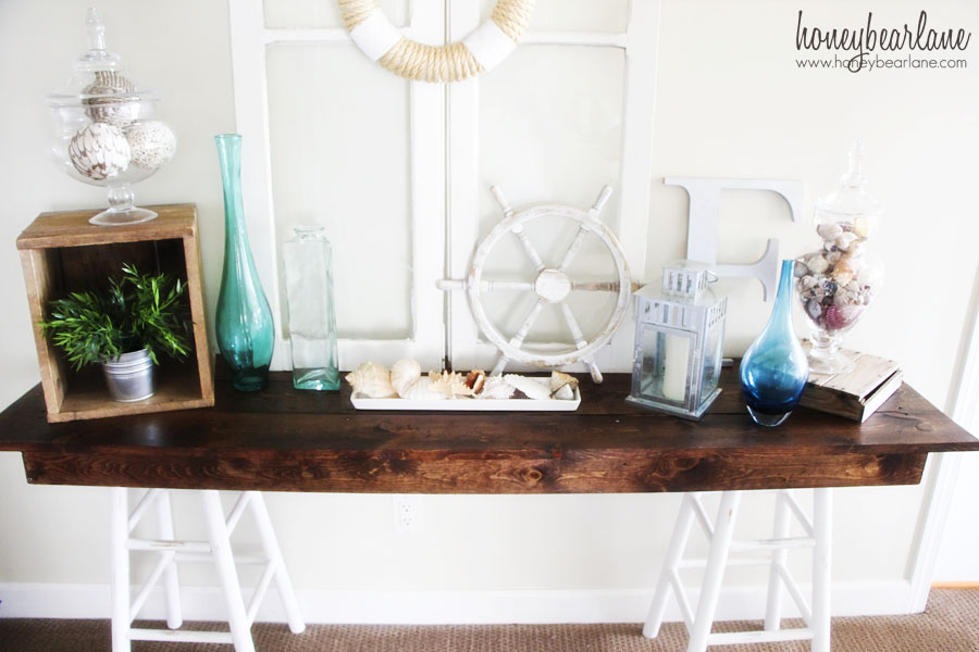 Sawhorse clearance console table