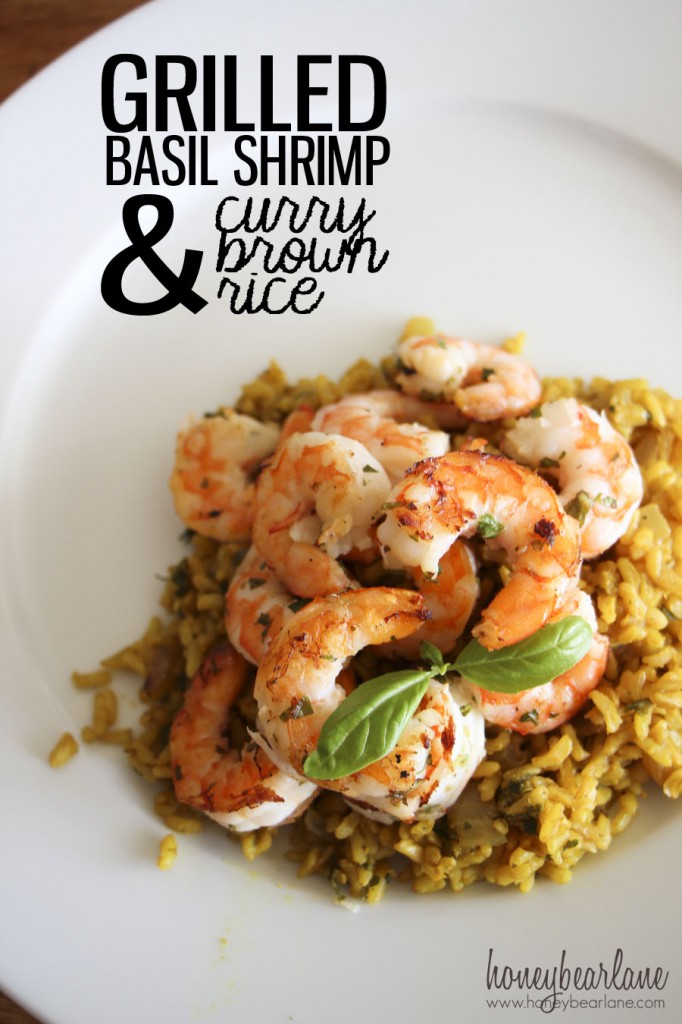 Basil Shrimp and Curry Rice
