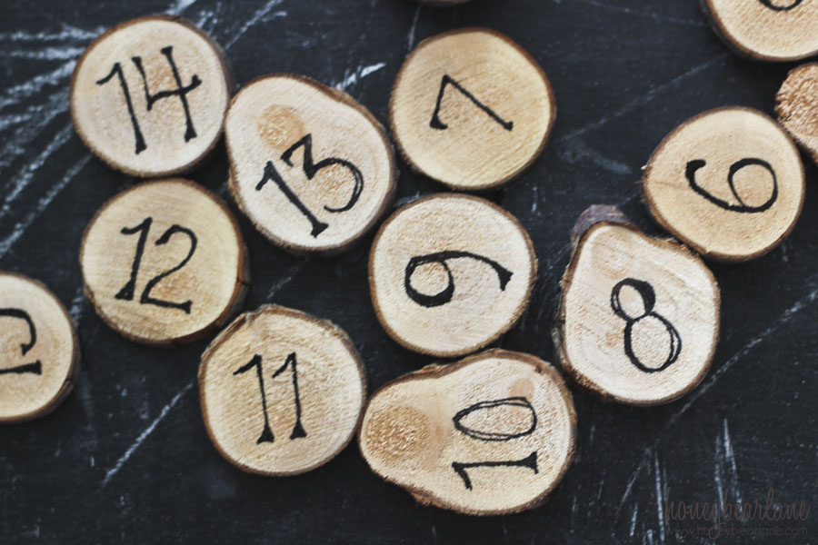 wooden advent numbers