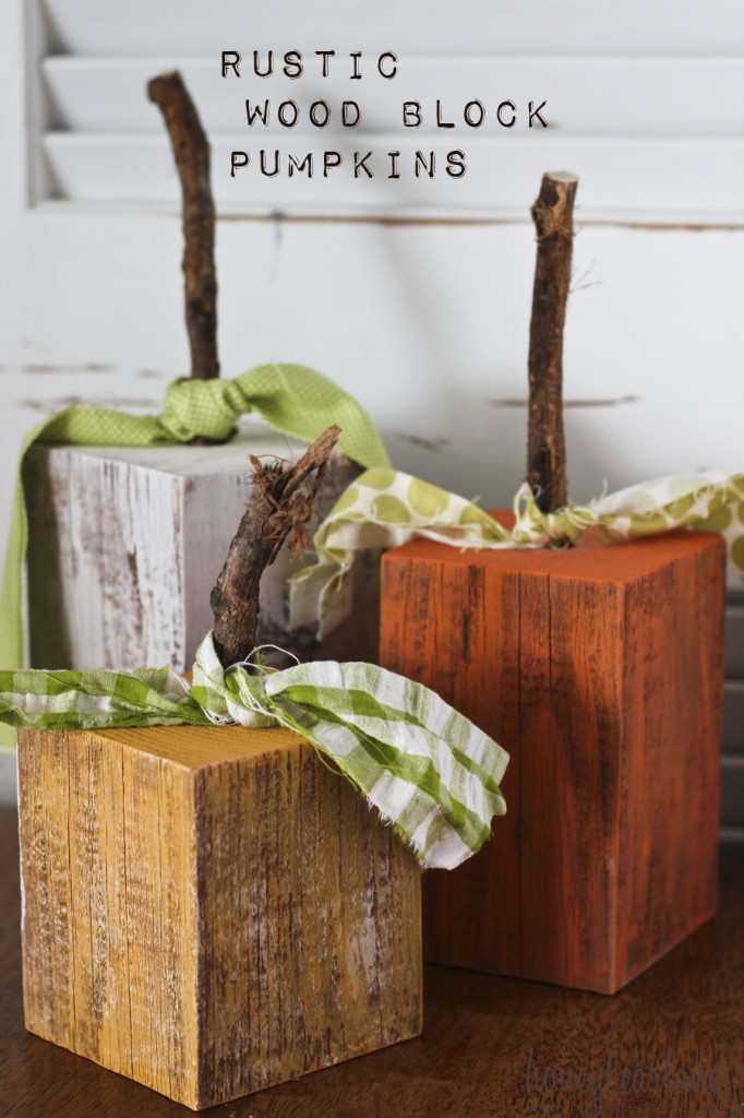 rustic wood block pumpkins