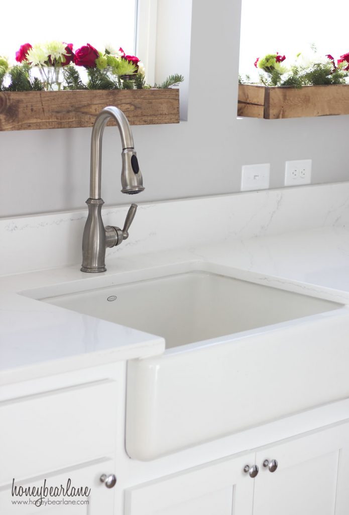 white farmhouse sink