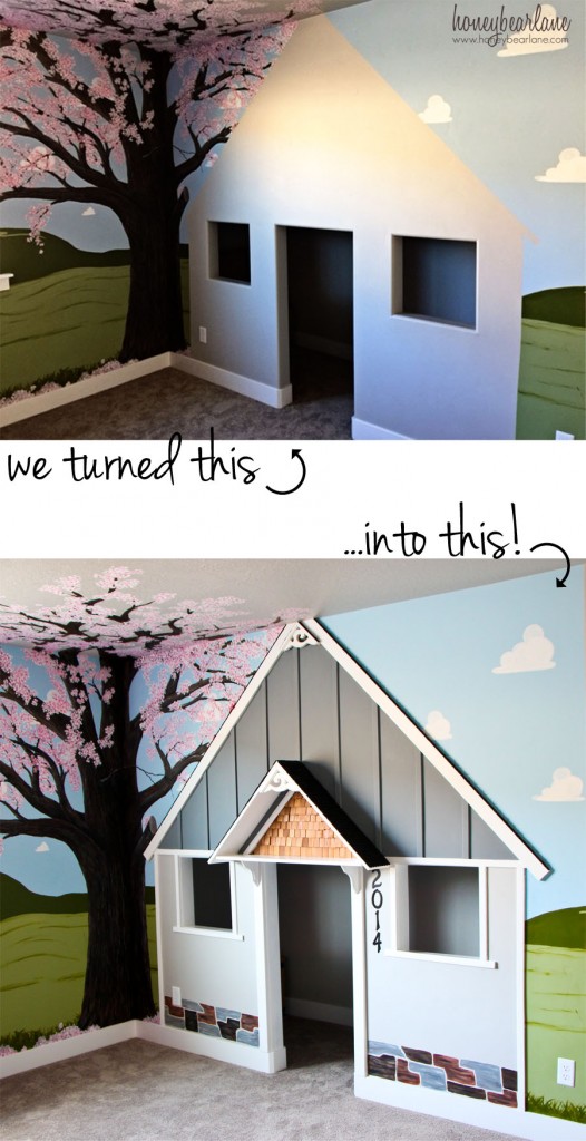 built in playhouse before and after