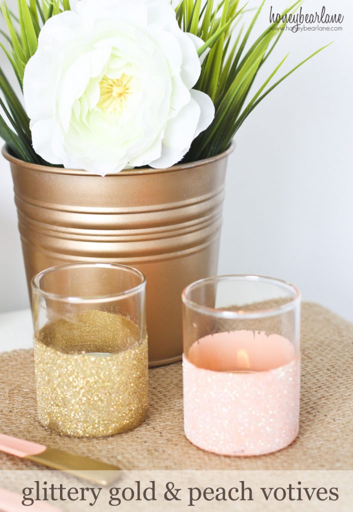 gold and peach votives