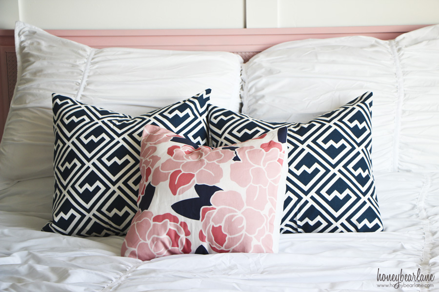 navy and pink pillows