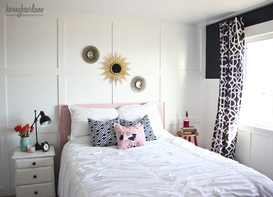 pink and navy blue decor