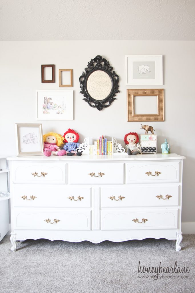 gold and white dresser