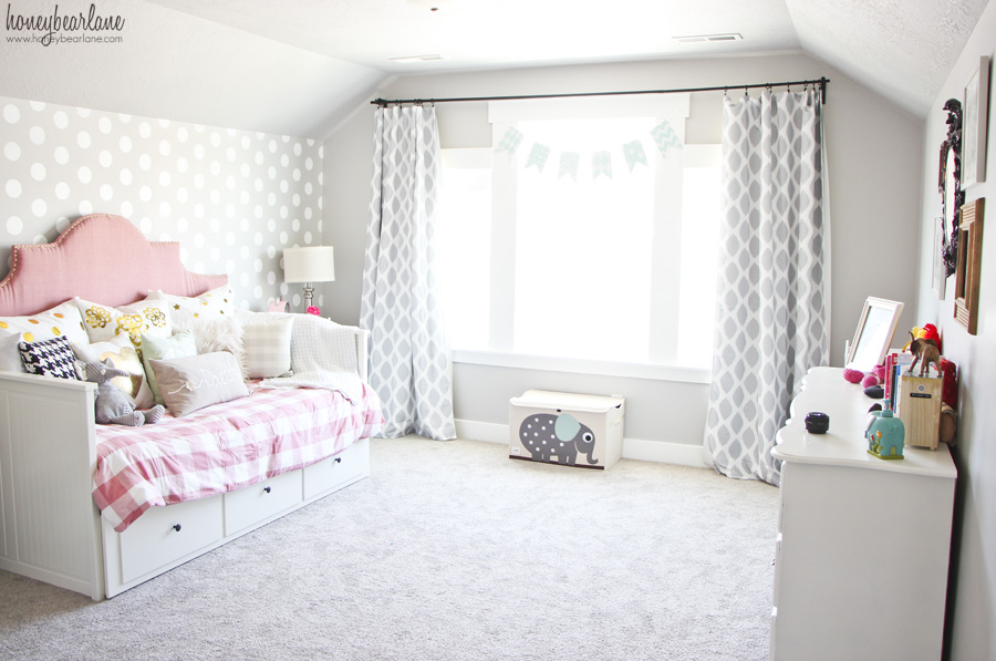 pink gray and gold room