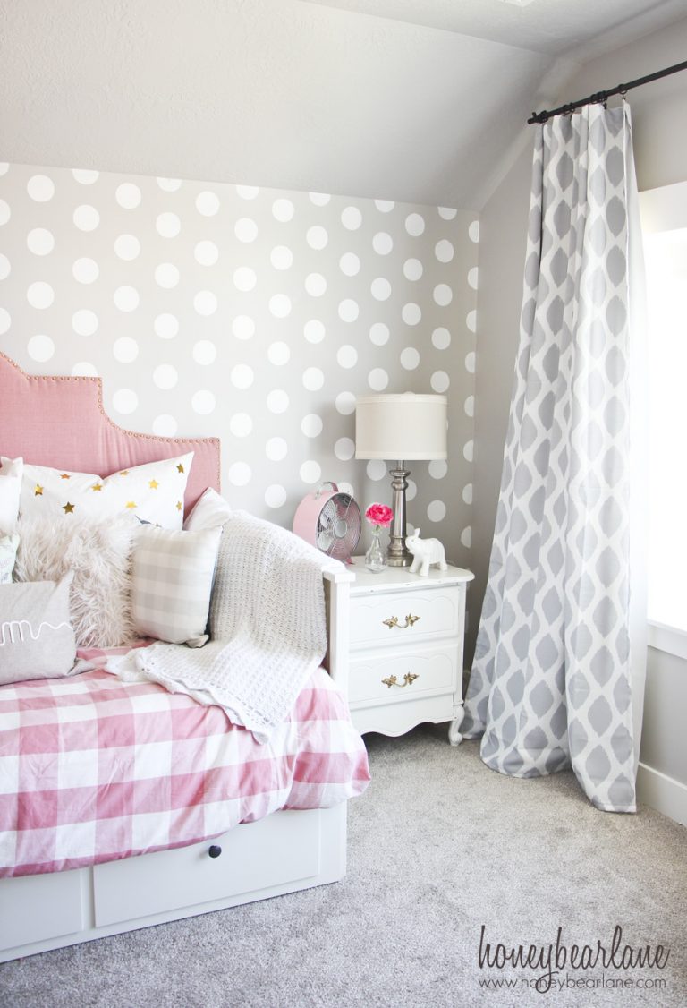 Pink and Gray Girl’s Bedroom