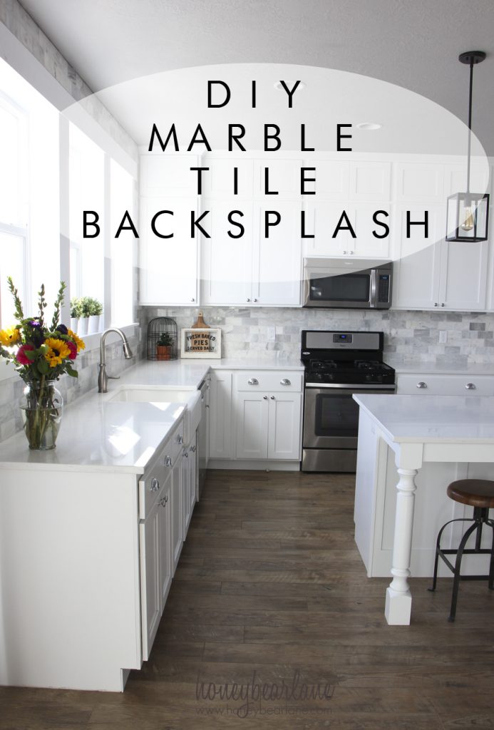 DIY marble tile backsplash