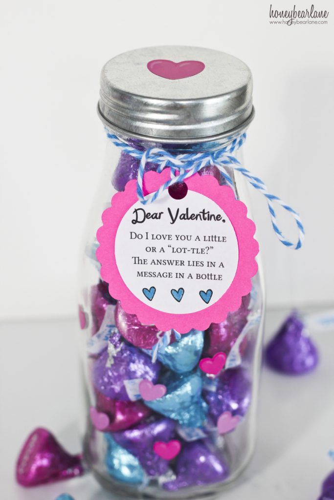 Hershey kisses message in a bottle valentine