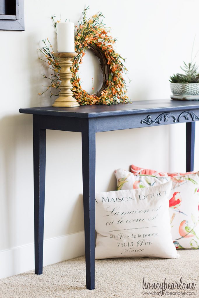 blue console table