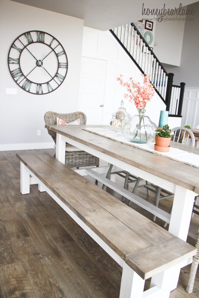 farmhouse table and bench