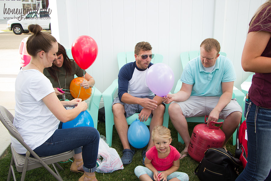 filling up balloons