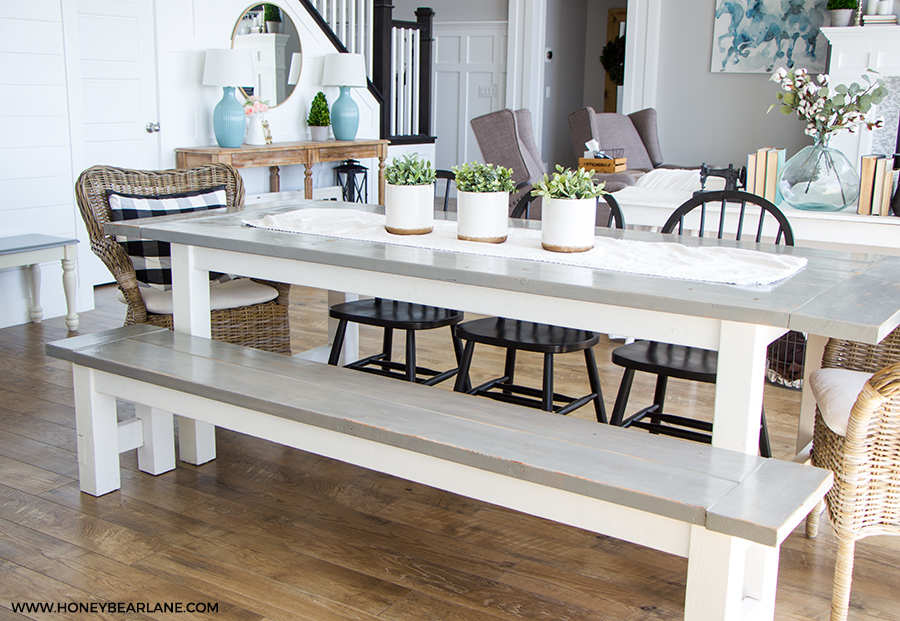 Painted Weathered Wood Farmhouse Table, Weathered Farmhouse Table