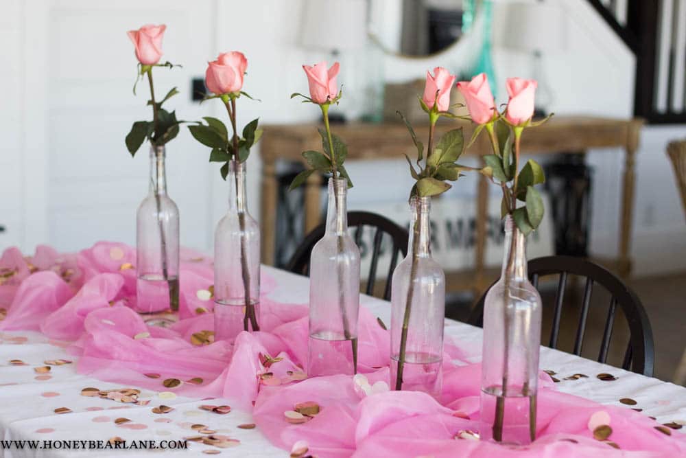 Rose gold baby sales shower table decorations