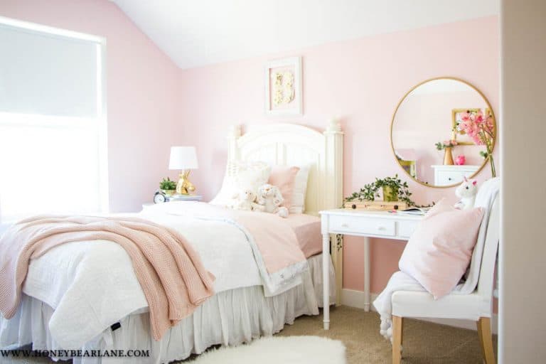Pink and Gold Girls Bedroom