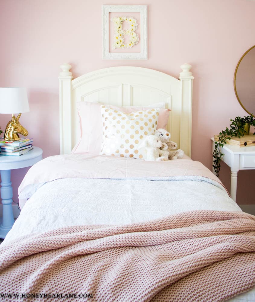 Pink and Gold Girls Bedroom - Honeybear Lane