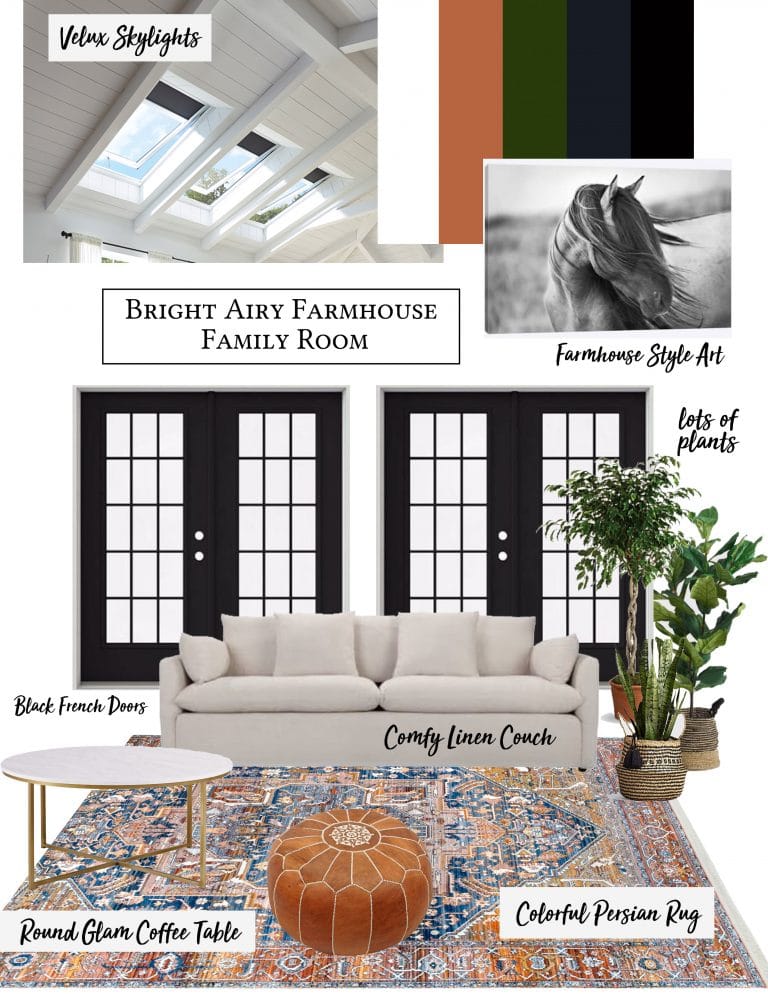 Bright Airy Family Room Design - Honeybear Lane