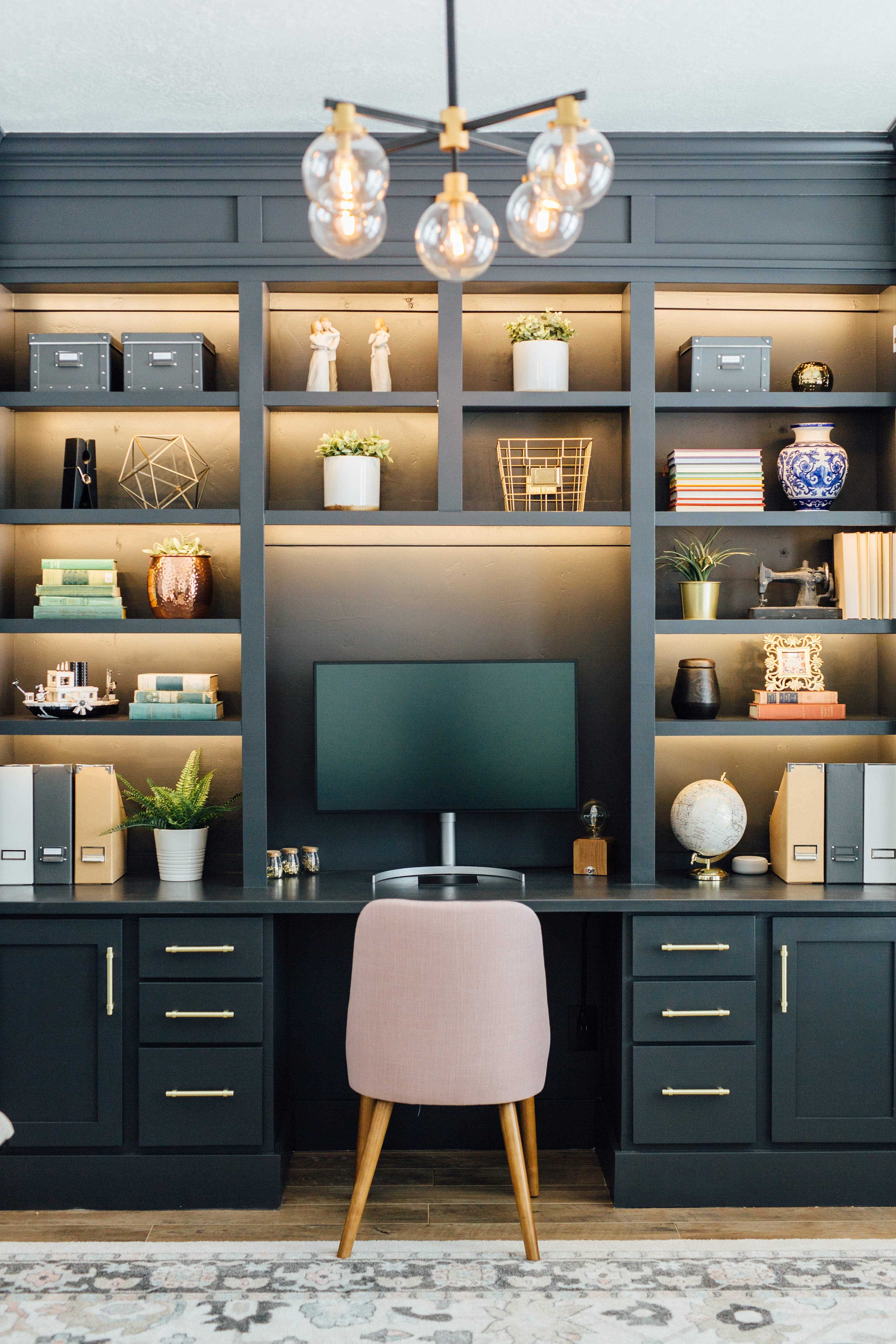 office built ins with lighting