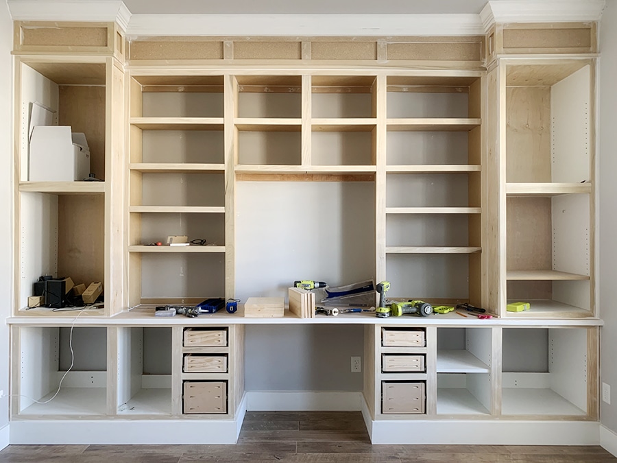 My DIY Office Built ins Reveal Honeybear Lane