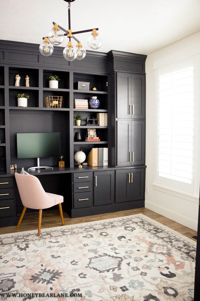 My Gorgeous DIY Office Built ins Reveal - Honeybear Lane