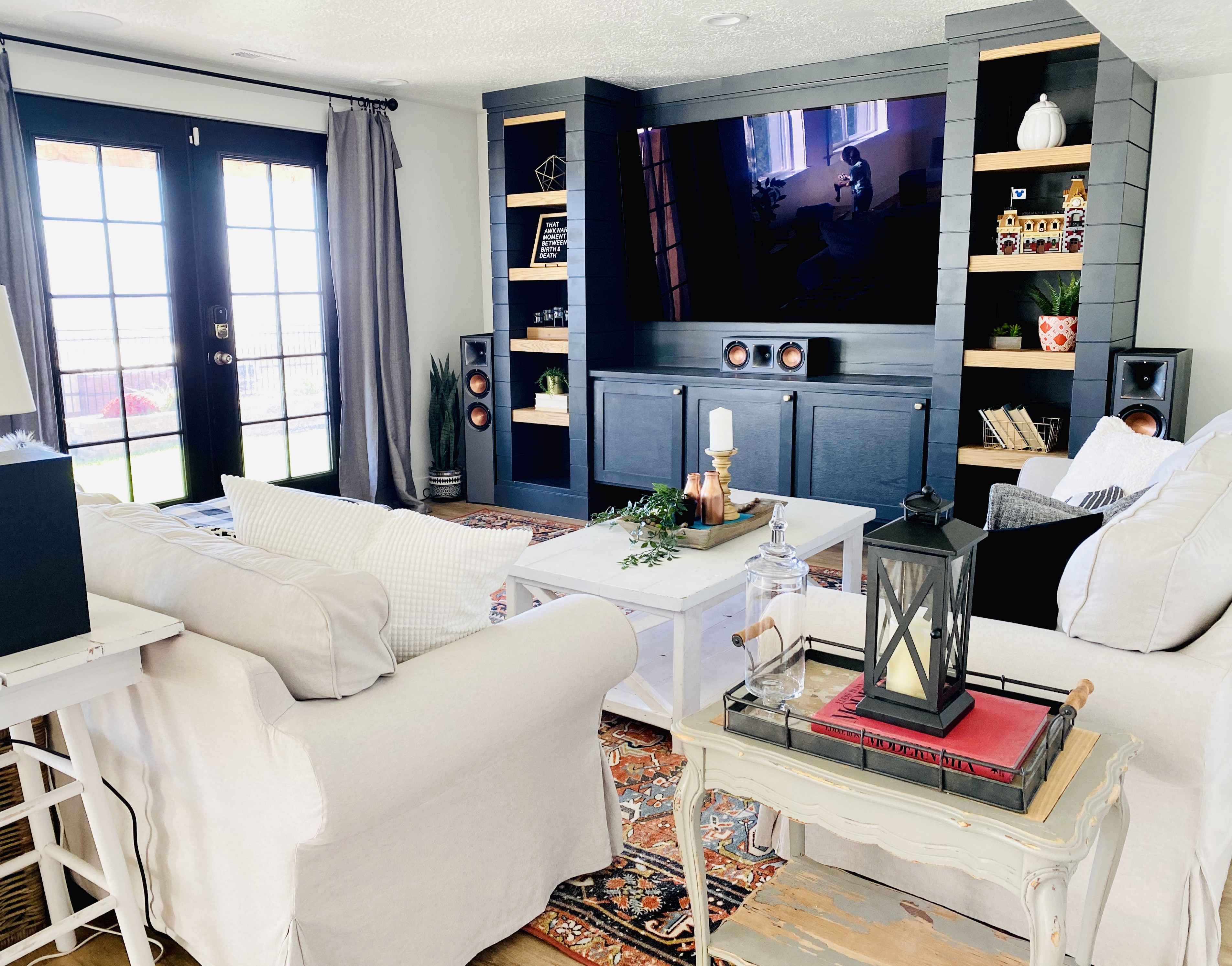 Modern Finished Basement Living Room Reveal - Honeybear Lane