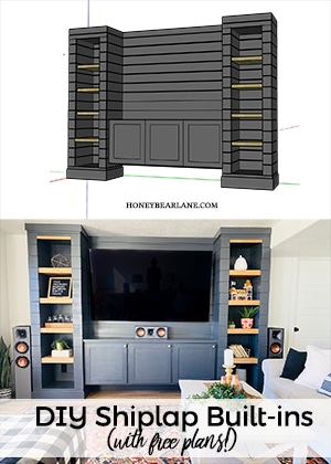 DIY Shiplap BuiltIns with Free Plans Honeybear Lane