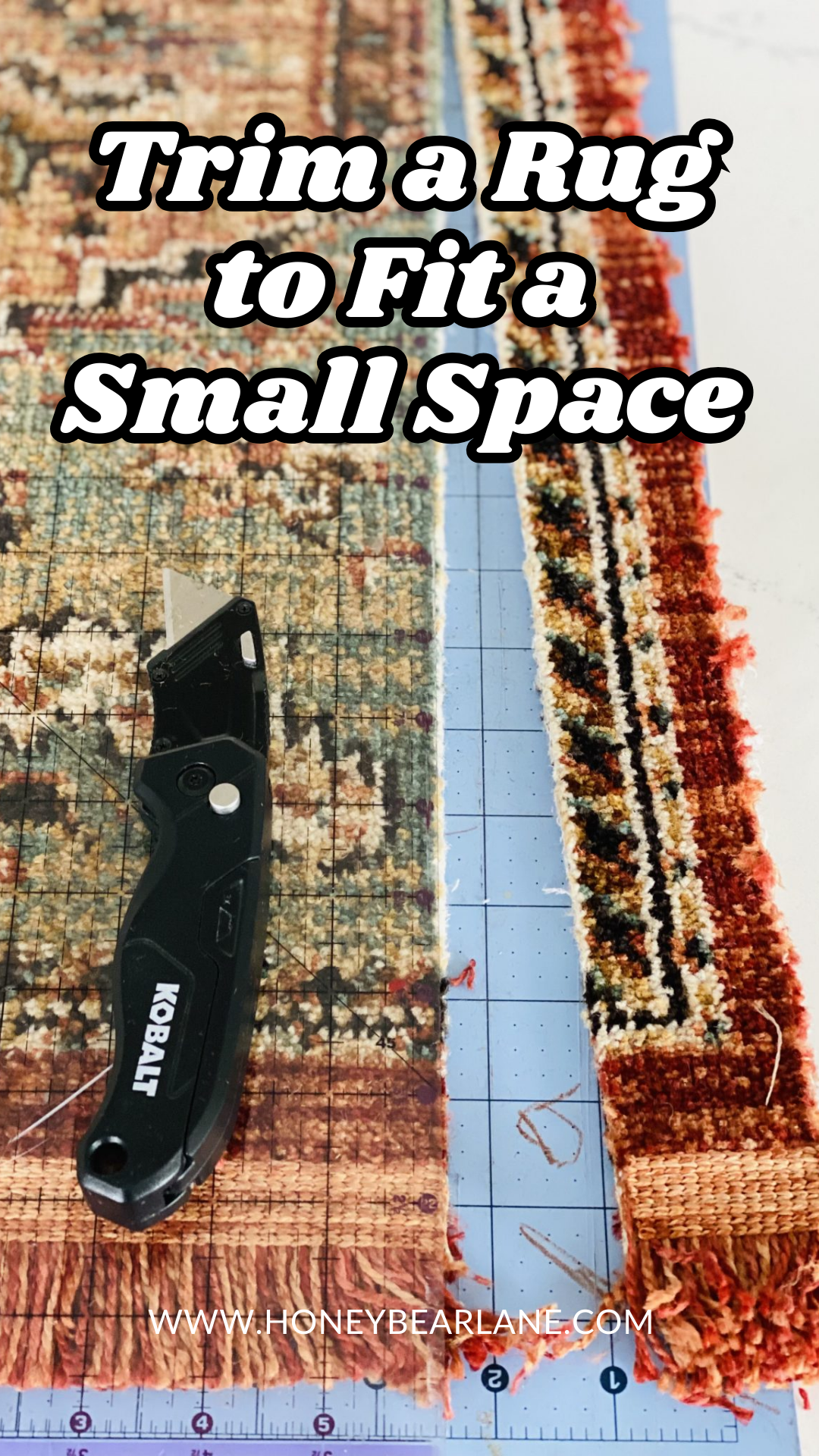 How to Trim a Rug to Fit a Small Space - Honeybear Lane