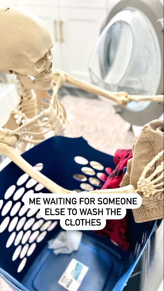 All I can think is “I look so skinny in those pictures!” 😂 

Jk I love myself, diet culture is evil, etc.  But seriously, can’t someone else just do all the jobs once in awhile? 

#halloweenhumor #skeletonshenanigans #momlife #momlifebelike #housecleaningtips