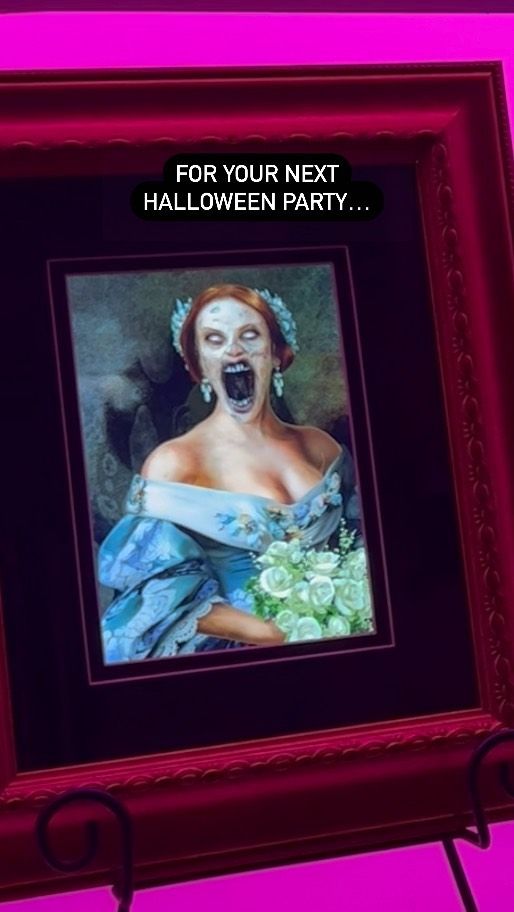I shared this project last year and you guys loved it!  Or loved to hate it 😂 

We took a few tablets and uploaded the @atmosfx Unliving Portraits to them. 

We found some basic “fancy” frames at @hobbylobby and put the tablets in them without the glass so they look like actual portraits. 

Just like Disneyland right?! I LOVE the Haunted Mansion!! 

We had these in our house for Halloween parties but my favorite was putting them out at the church trunk or treat for the kids! 

To see the step by step check out my pinned reels

#digitaldecor #hightech #livingportraits #hauntedhouses #hauntedmansion #halloweendecorations #trunkortreat #october31st #halloweennight